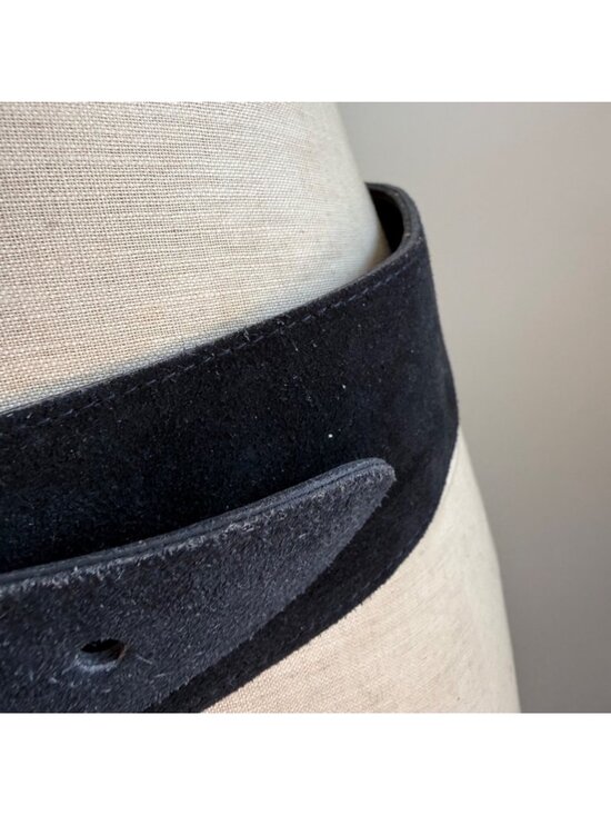 Black Suede Belt With Gold-Tone Buckle - Wide Waist Belt For Women main image 7